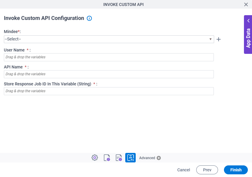 Invoke Custom API Configuration screen