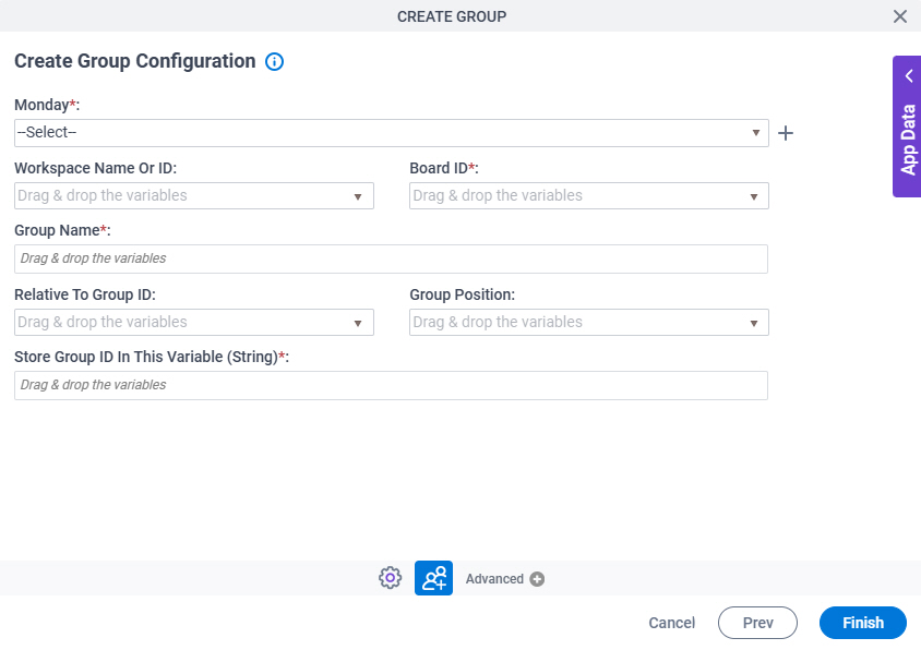 Create Group Configuration screen