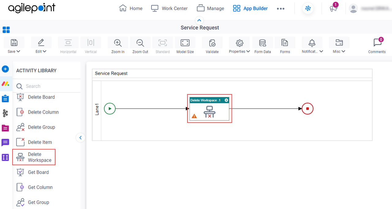 Drag Delete Workspace activity