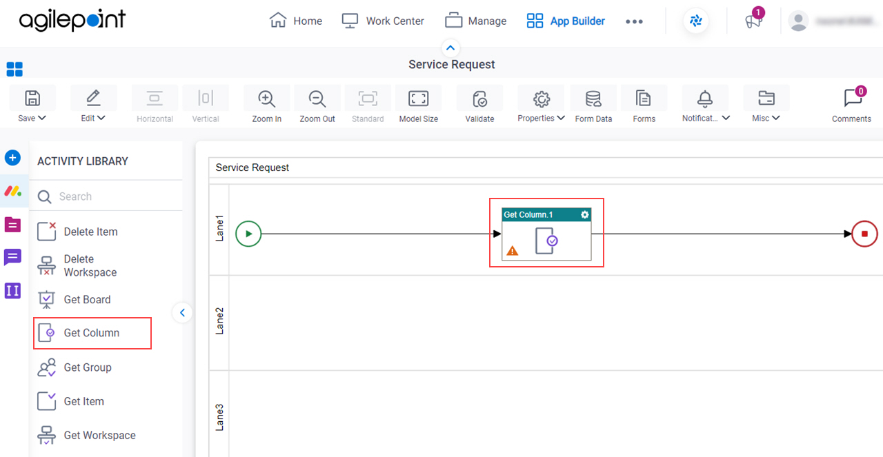 Drag Get Column activity