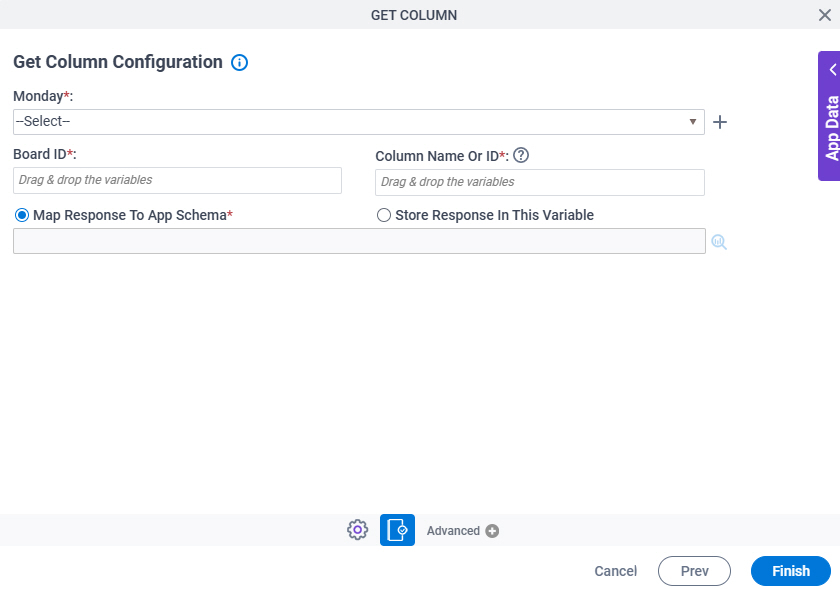 Get Column Configuration screen