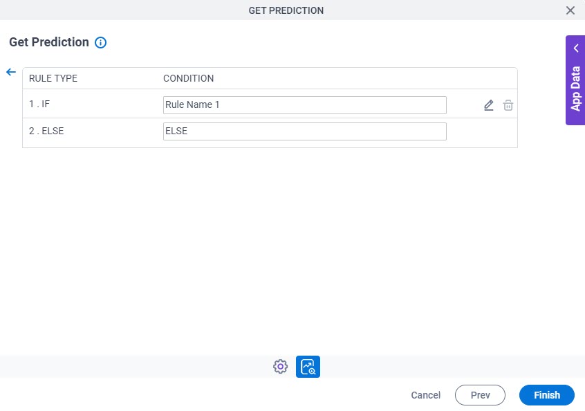 Get Prediction Configuration Triggering Event tab Set Trigger Condition screen