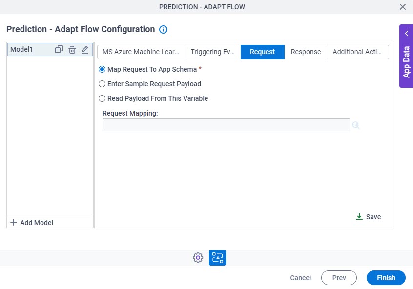 Prediction Adapt Flow Configuration Request tab