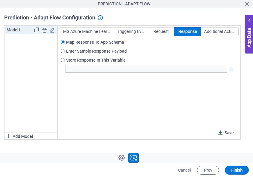 Prediction Adapt Flow Configuration Response tab