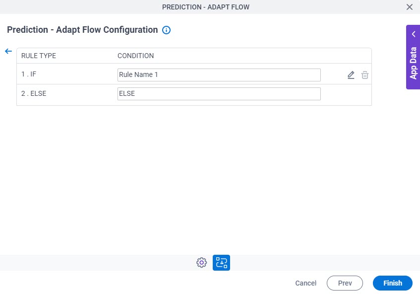 Prediction Adapt Flow Configuration Triggering Event Tab Set Trigger Condition screen