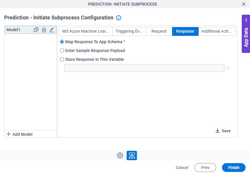 Prediction Initiate Subprocess Configuration Response tab