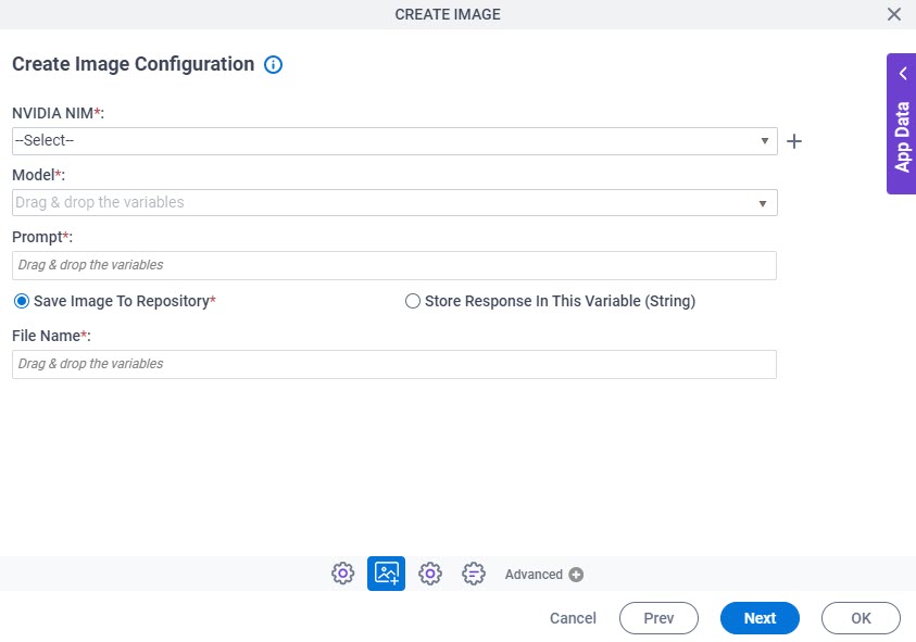 Create Image sConfiguration screen