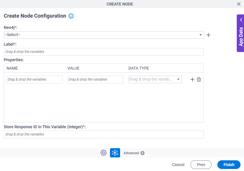 Create Node Configuration screen