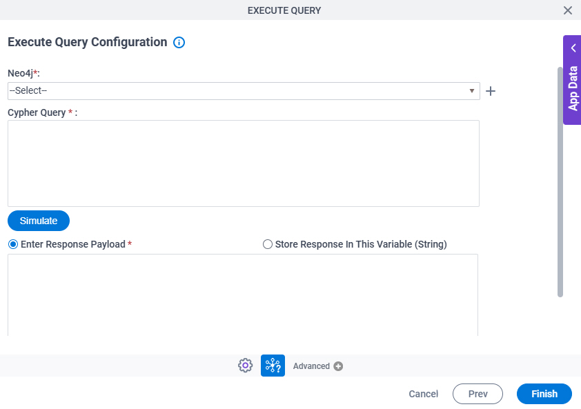 Execute Query Configuration screen