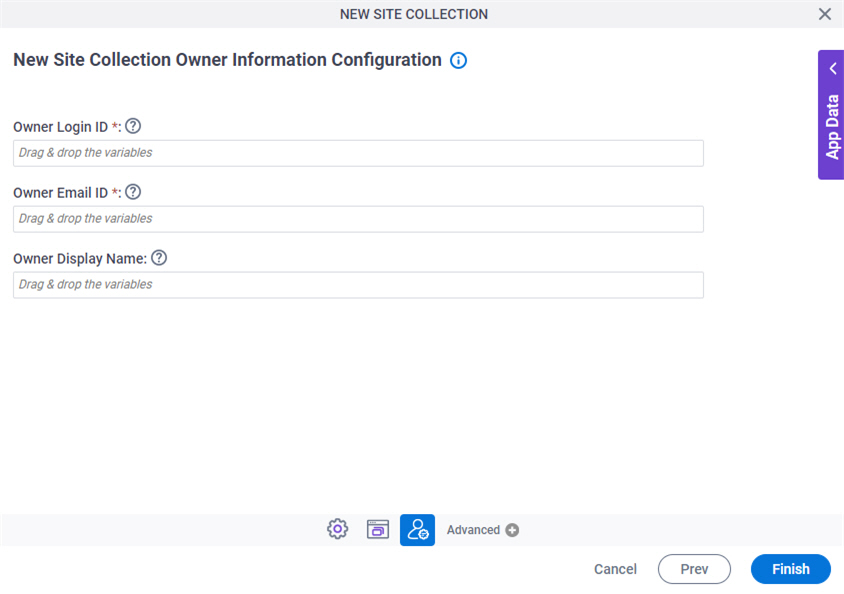 New Site Collection Owner Information Configuration screen