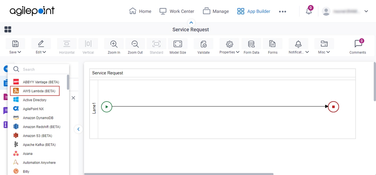 Open AWS Lambda tab