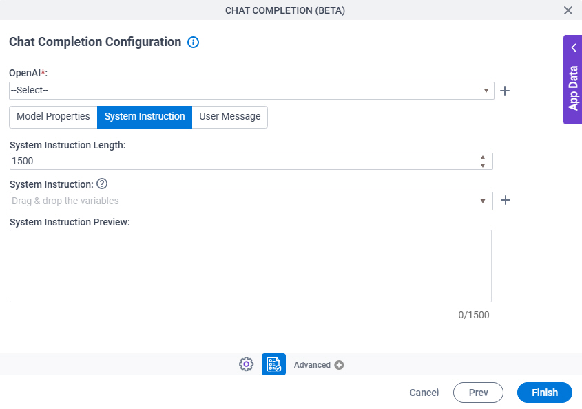 Chat Completion Configuration System Instruction tab