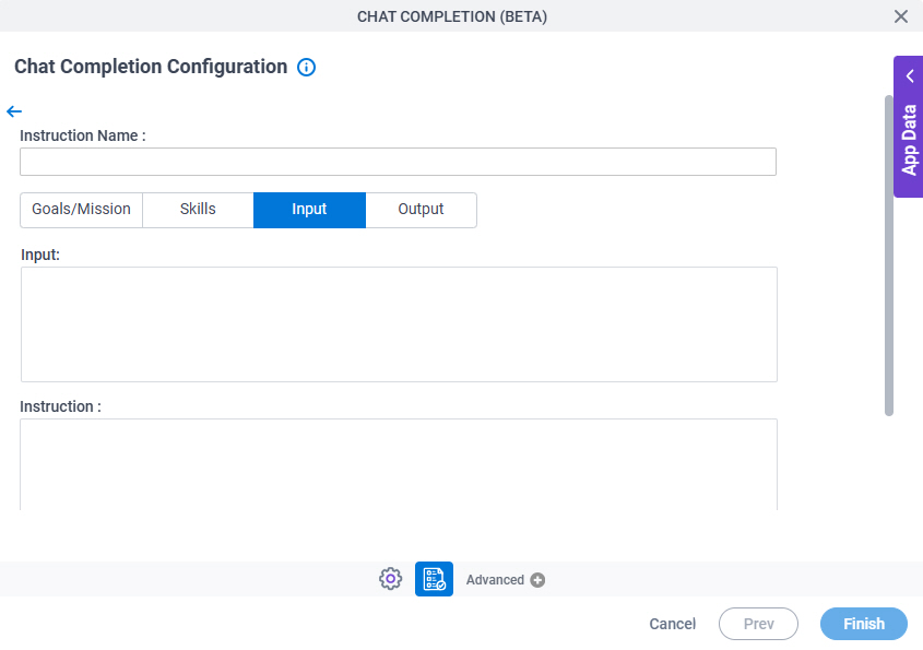 Chat Completion Configuration System Instruction Input tab