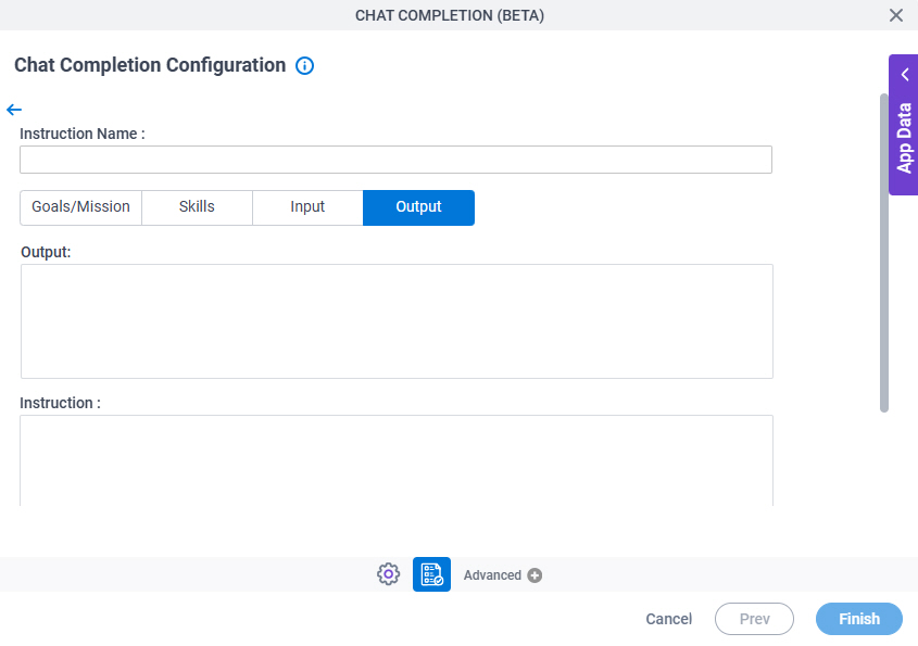 Chat Completion Configuration System Instruction Output tab