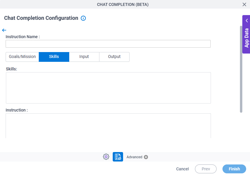 Chat Completion Configuration System Instruction Skills tab