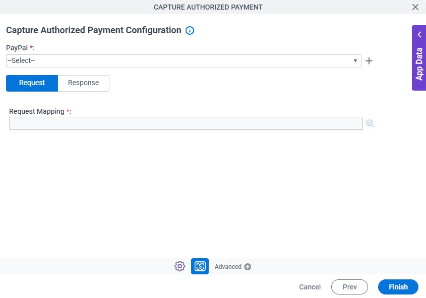 Capture Authorized Payment Configuration Request tab