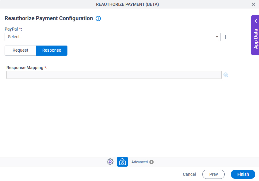 Reauthorize Payment Configuration Request tab