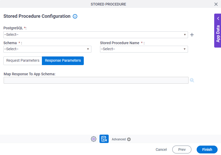 Stored Procedure Configuration Response Parameters screen