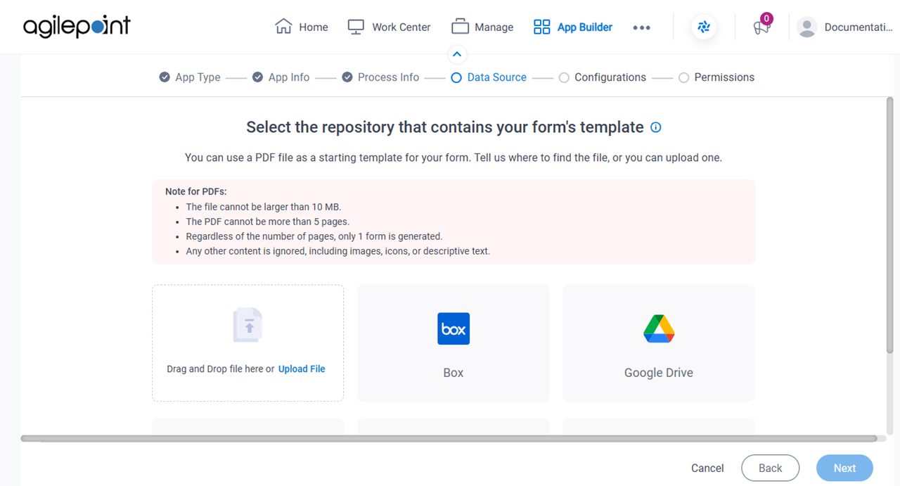 Select the repository that contains your form's template screen