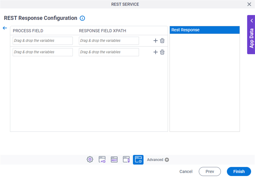 REST Response Configuration Ad Hoc Mapping screen