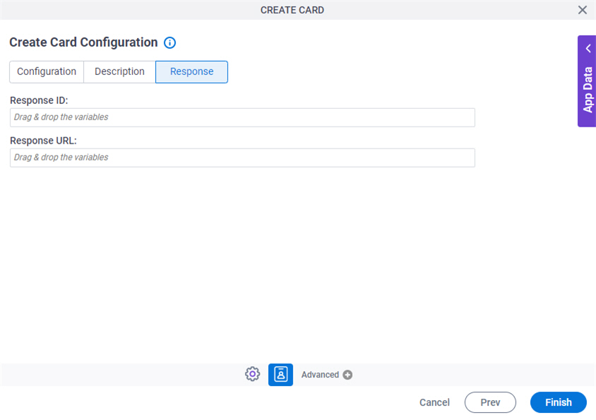 Create Card Configuration Response tab