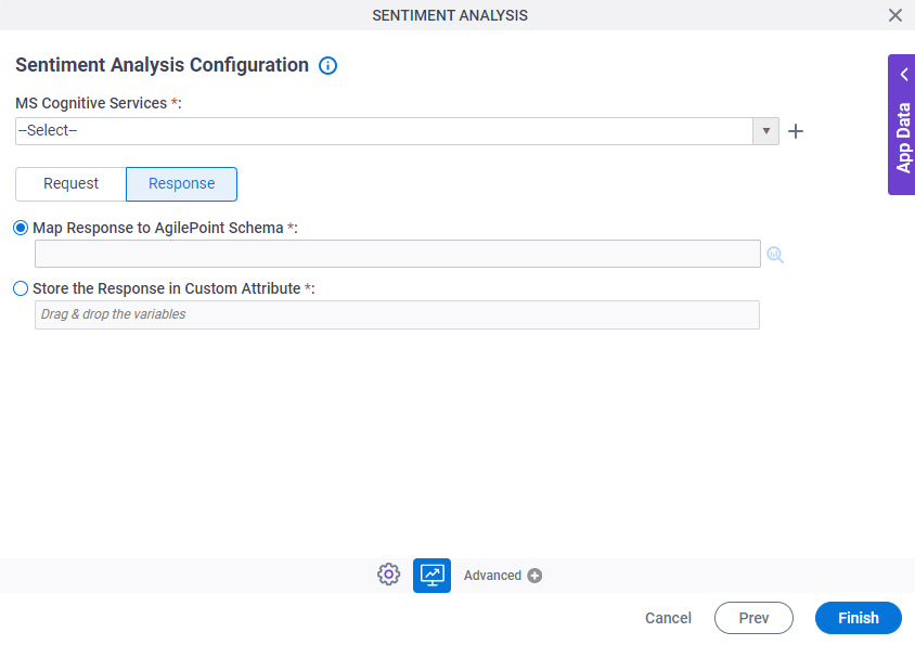 Sentiment Analysis Configuration Response tab