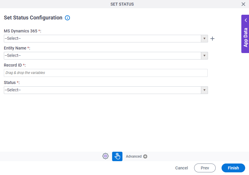 Set Status Configuration screen