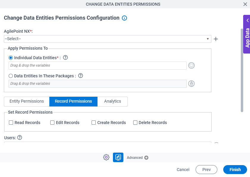 Change Data Entities Permissions Configuration Record Permissions Tab