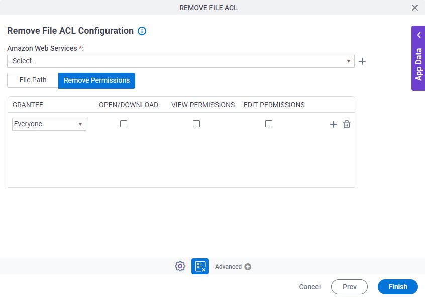 Remove File ACL Configuration Remove Permissions tab
