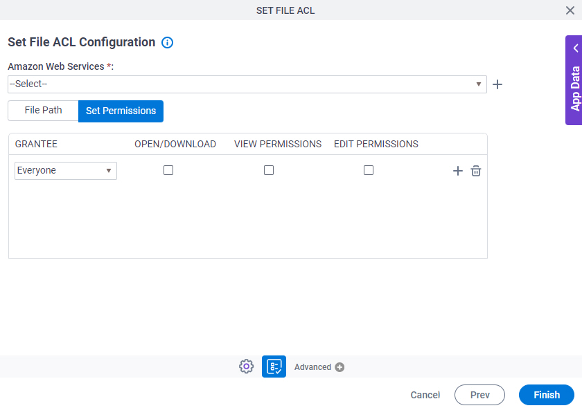 Set File ACL Configuration Set Permissions tab