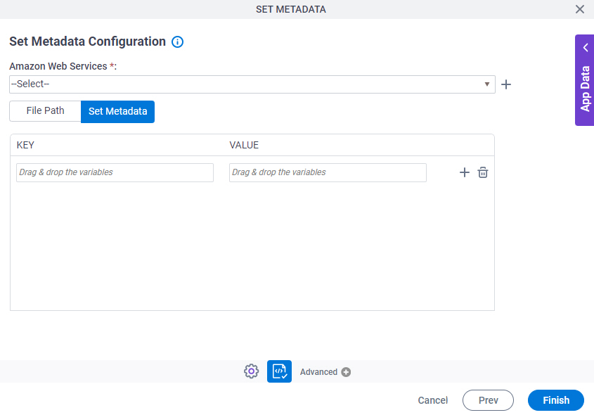 Set Metadata Configuration Set Metadata tab