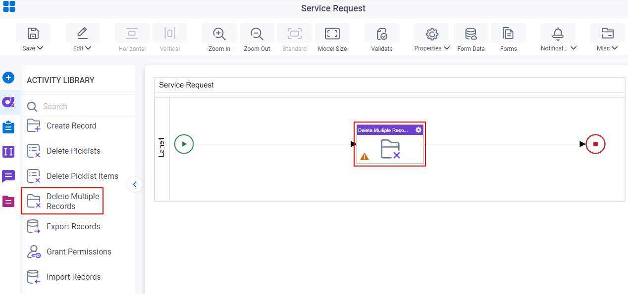 Delete Multiple Records activity