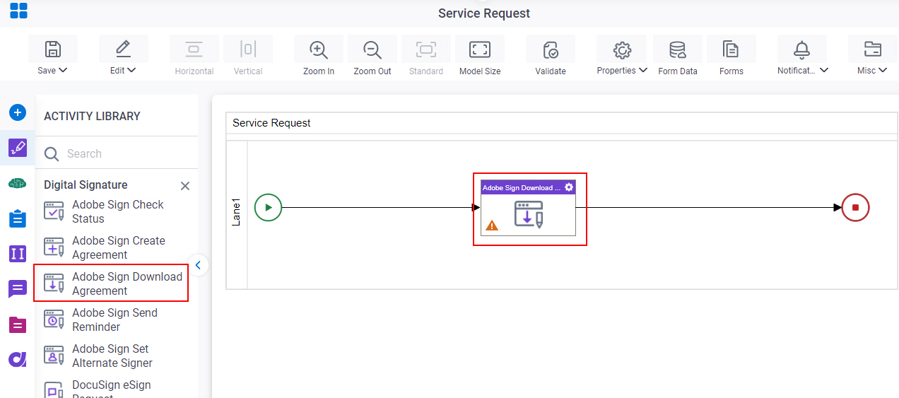 Drag Adobe Sign Download Agreement activity