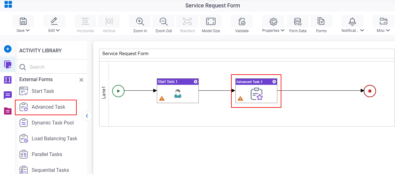 Drag Advanced Task activity