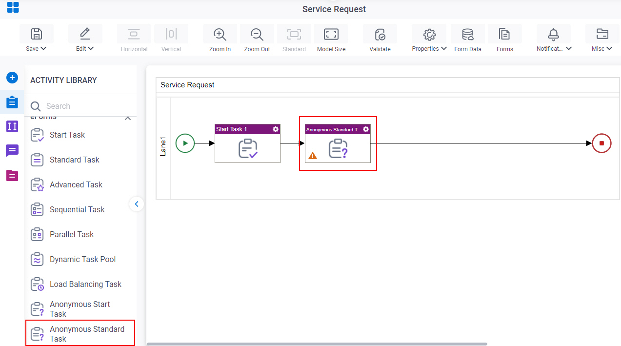 Drag Anonymous Standard Task eForms