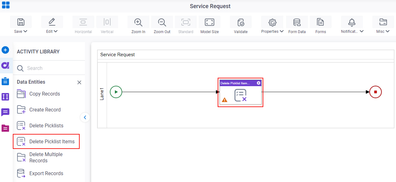 Delete Picklist Items activity