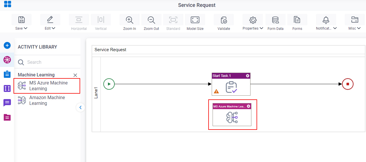 Drag MS Azure Machine Learning activity