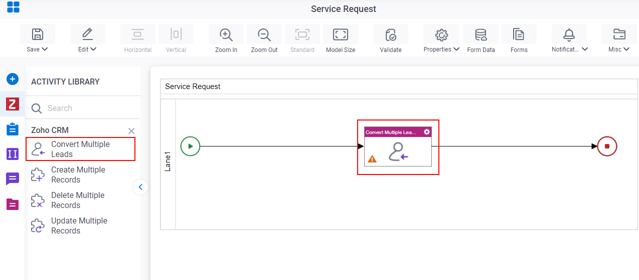 Drag Convert Multiple Leads activity