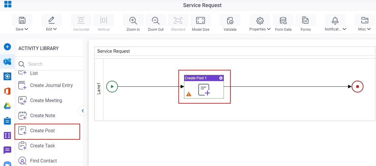 Drag Create Post activity