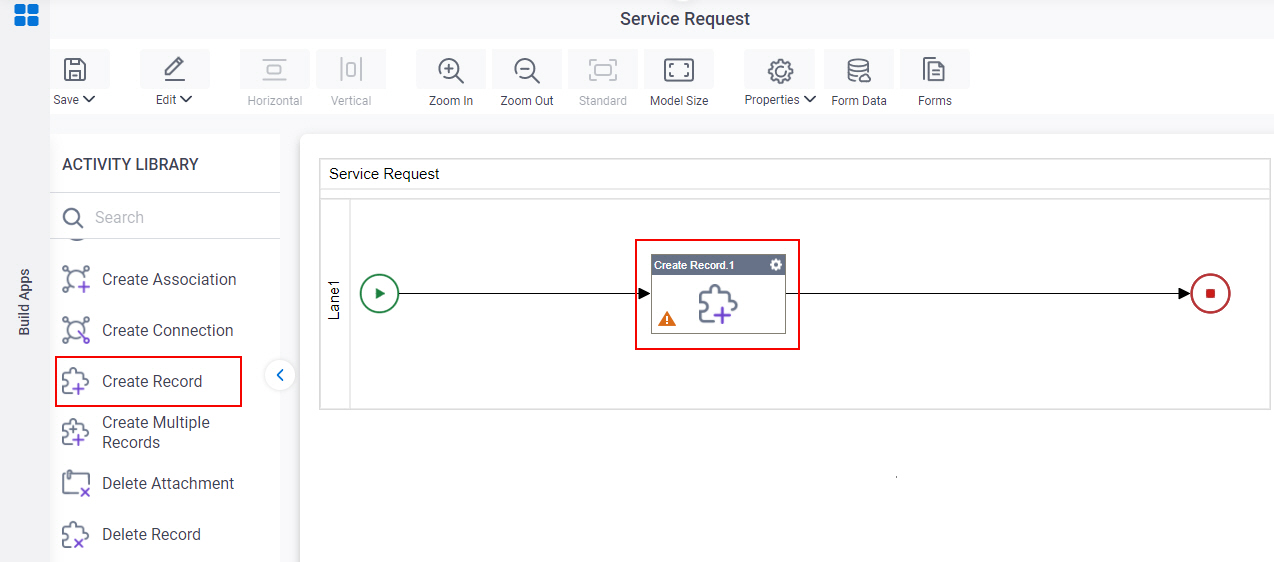 Drag Create Record activity