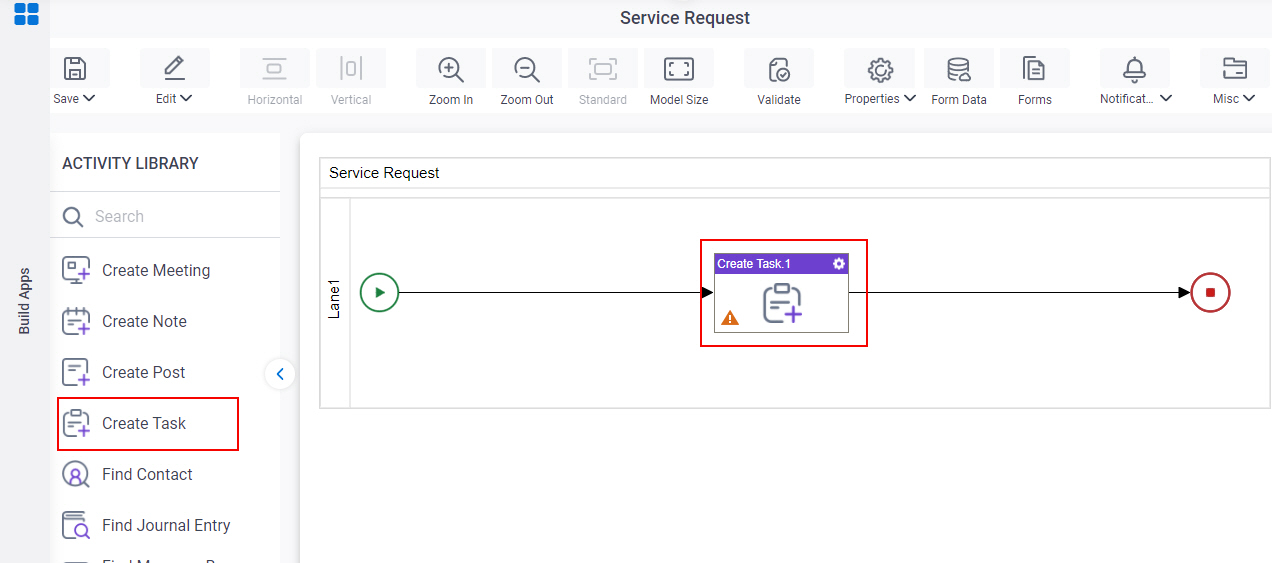 Drag Create Task activity