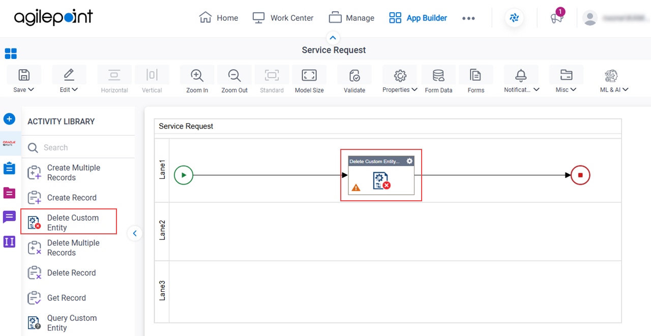 Drag Delete Custom Entity activity