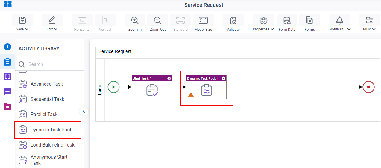 Drag Dynamic Task Pool Task eForms