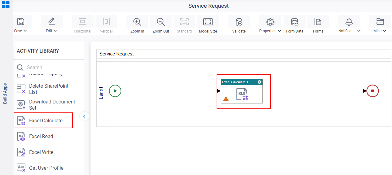 Drag Excel Calculate activity