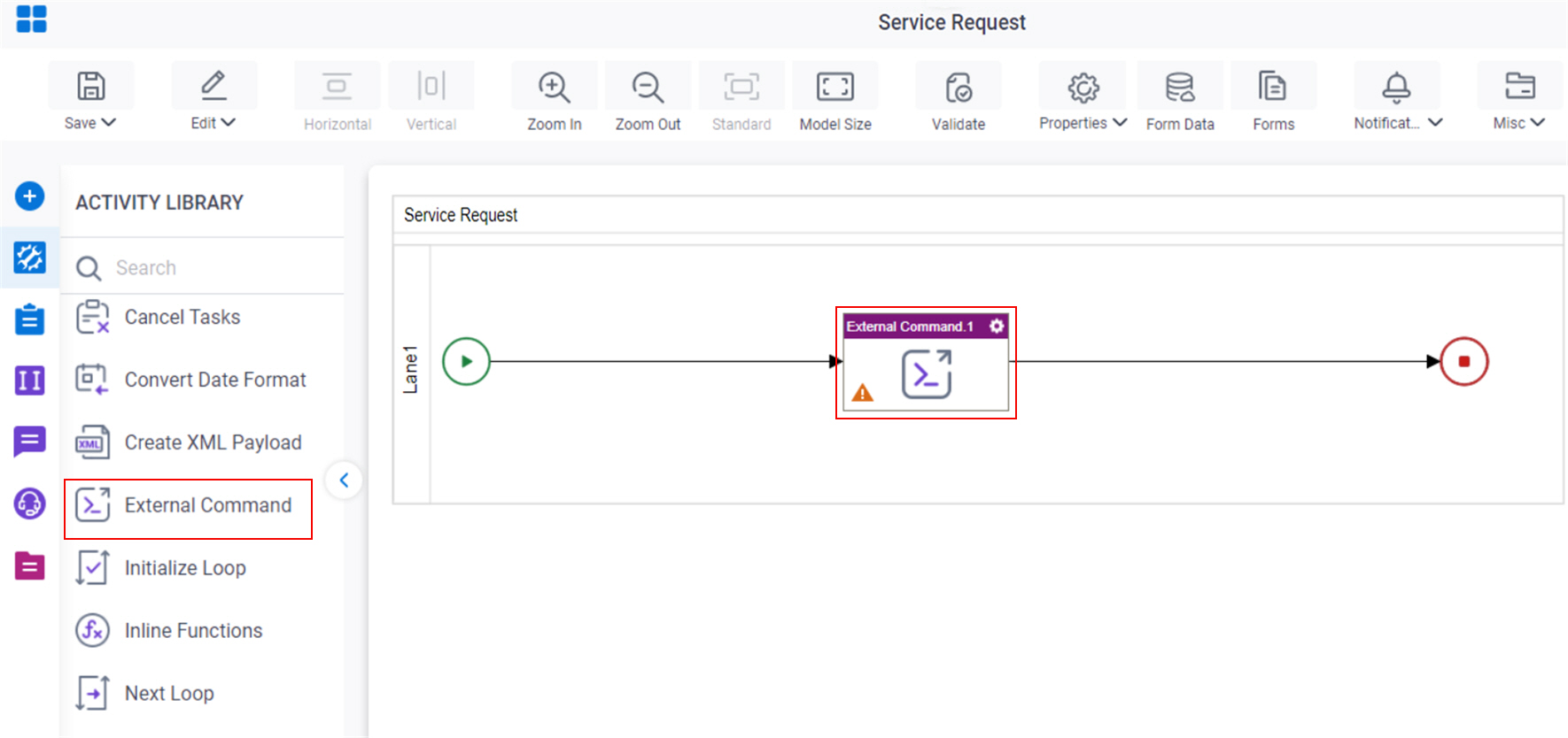 Drag External Command activity