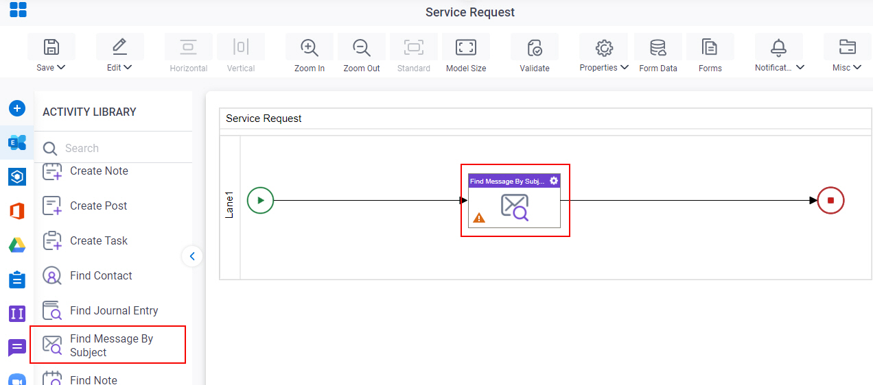 Drag Find Message By Subject activity