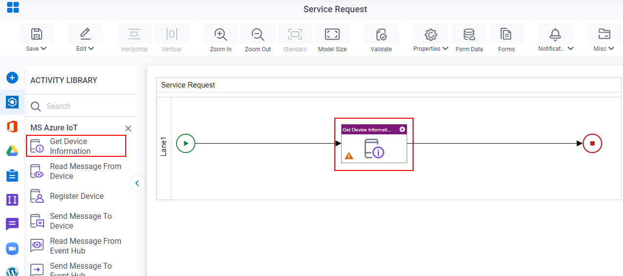 Drag Get Device Information activity