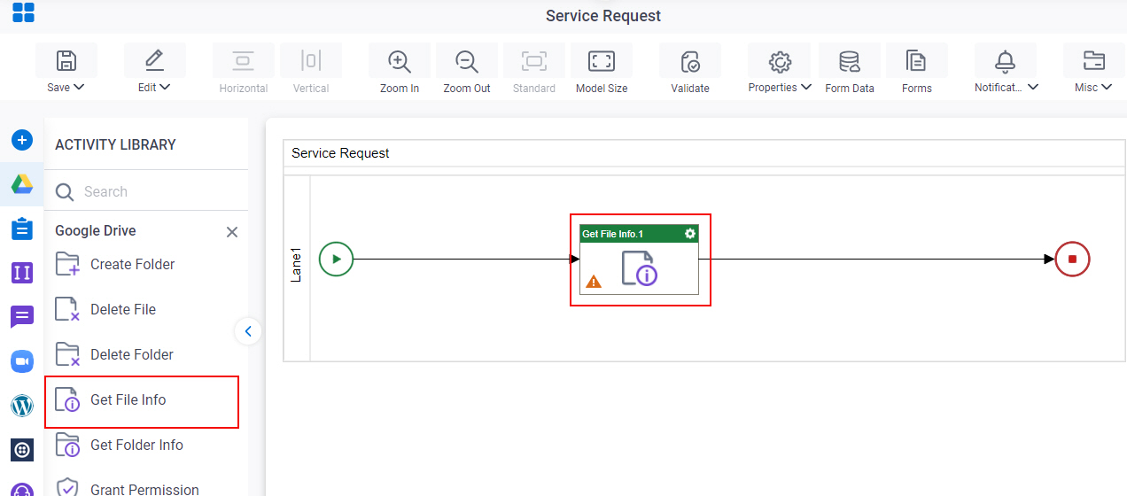 Drag Get File Info activity