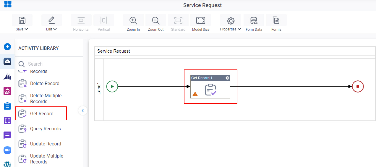 Drag Get Record activity