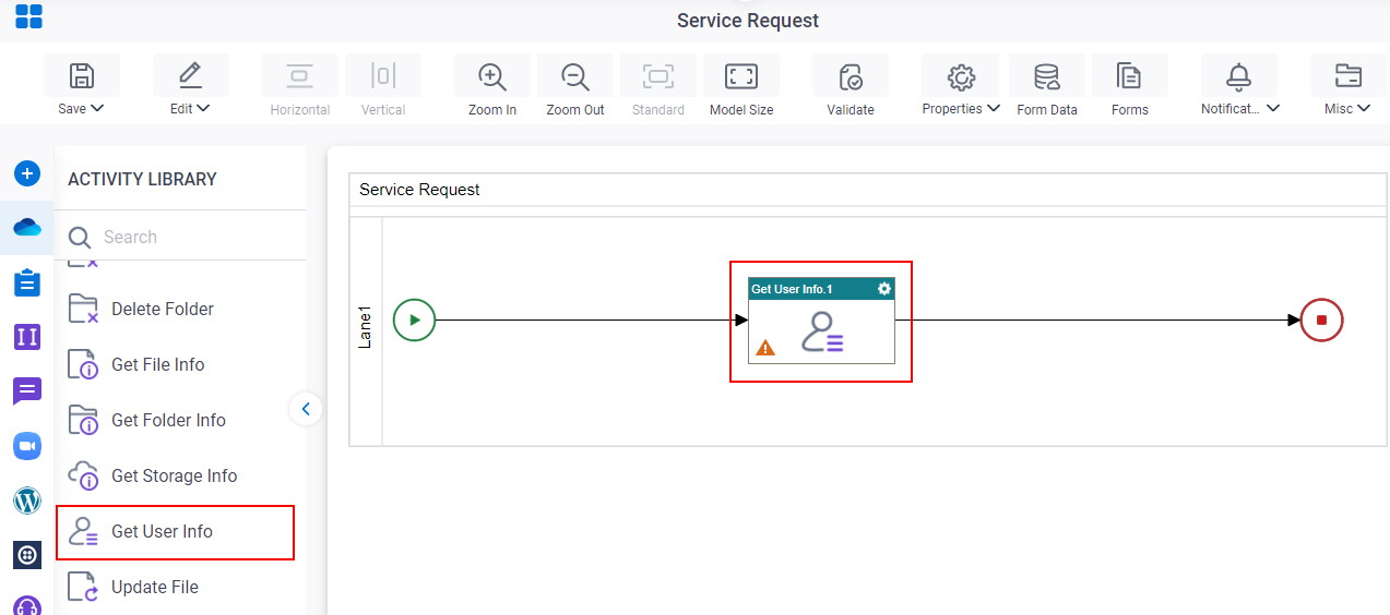 Drag Get User Info activity